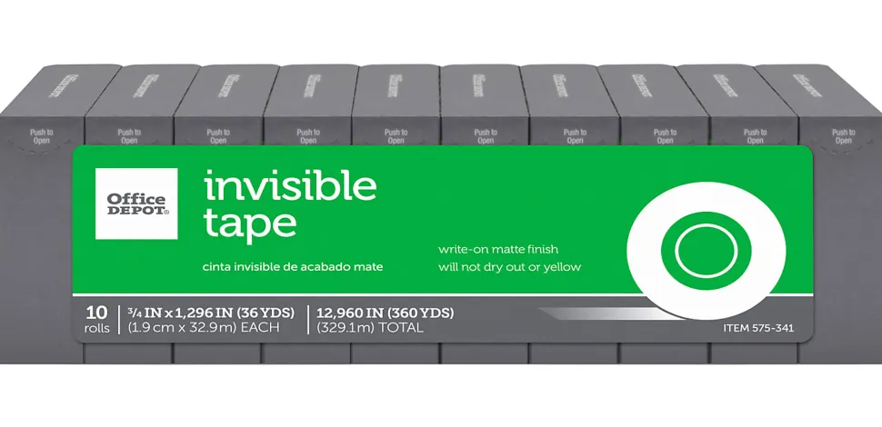 Office Depot® Brand Invisible Tape Refills, 3/4" x 1,296", Pack Of 10