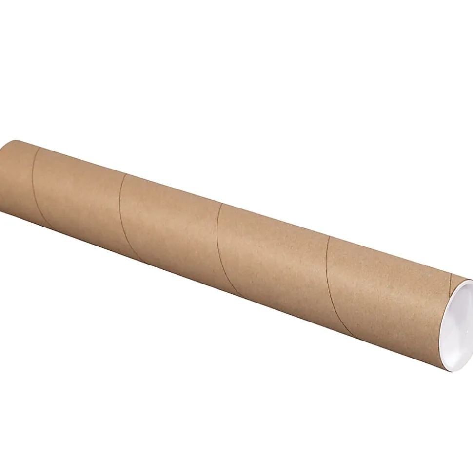 Office Depot® Brand Kraft Mailing Tubes With Plastic Endcaps, 3" x 18", Pack Of 24