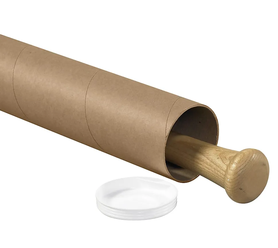 Office Depot® Brand Kraft Mailing Tubes With Plastic Endcaps, 3" x 36", Pack Of 24