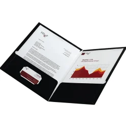 Office Depot® Brand Laminated Paper 2-Pocket Folders, Black, Pack Of 10