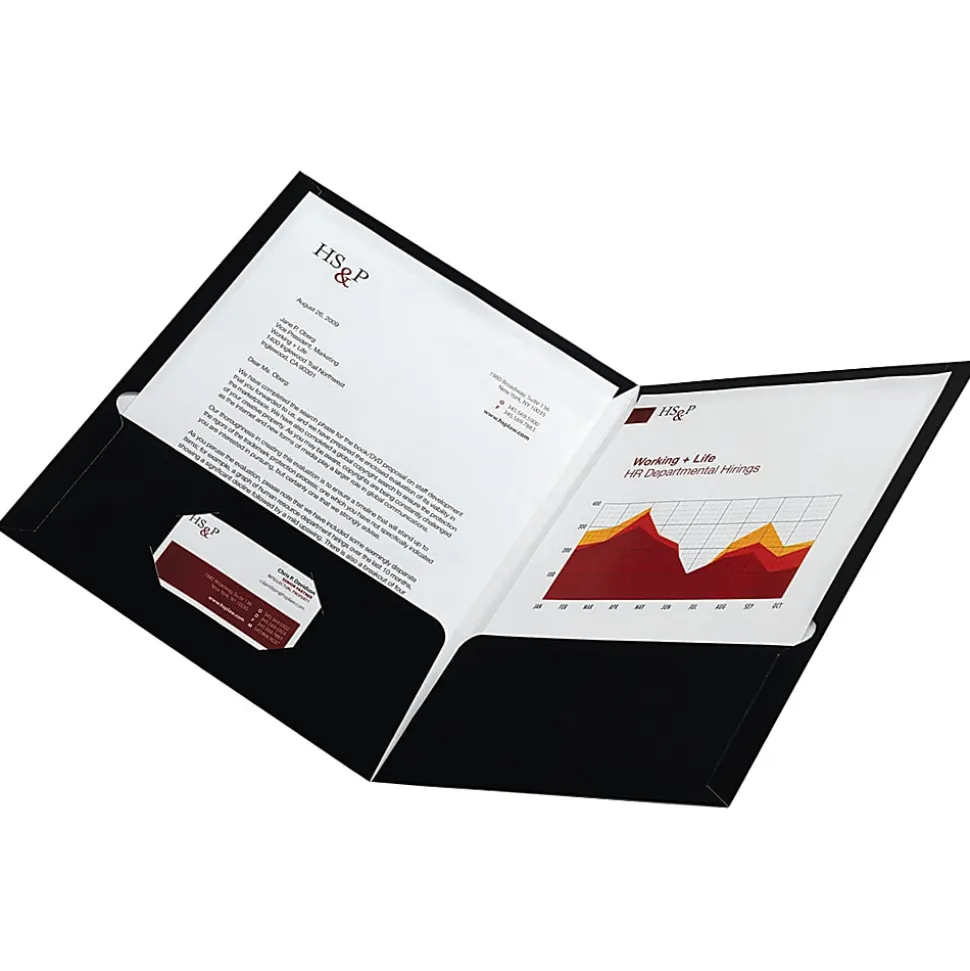 Office Depot® Brand Laminated Paper 2-Pocket Folders, Black, Pack Of 10