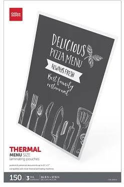 Office DepotĀ® Brand Laminating Pouches, Menu Size, 3 mil, 11-1/2" x 17-1/2", Pack Of 150 Pouches
