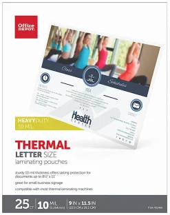 Office Depot® Brand Laminating Pouches, Letter Size, 9" x 11-1/2", Pack Of 25 Pouches
