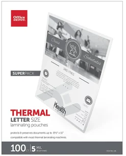 Office Depot® Brand Laminating Pouches, Letter Size, 5 mil, 9" x 11-1/2", Clear, Pack Of 100