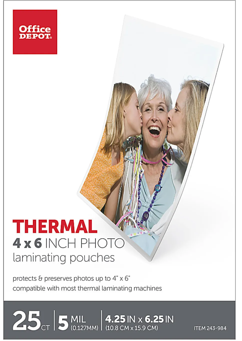 Office Depot® Brand Laminating Pouches, Photo Size, 5 Mil, 4.25" x 6.25", Pack Of 25