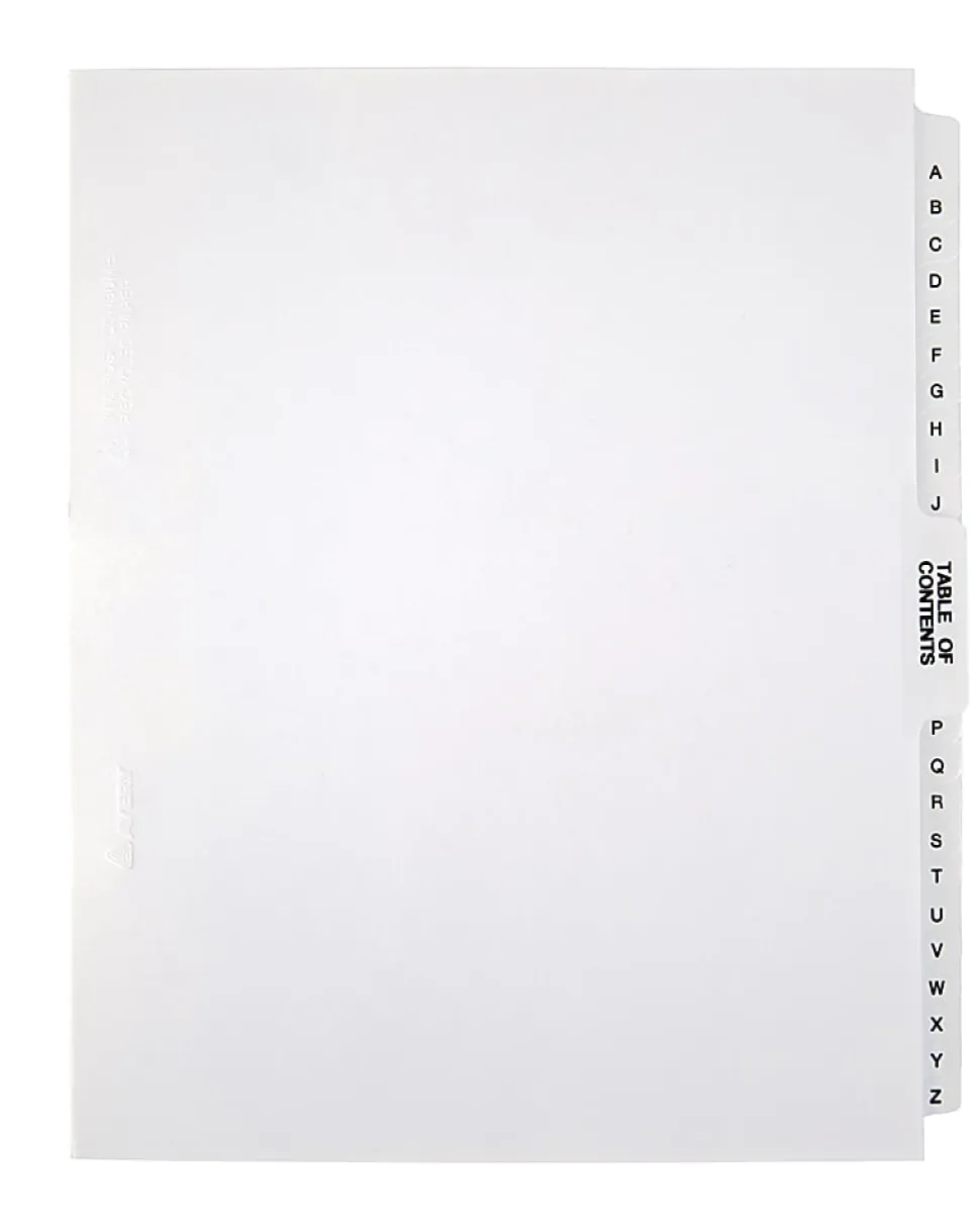 Office Depot® Brand Legal Index Exhibit Unpunched Dividers With Laminated Tabs, Black/White, A-Z