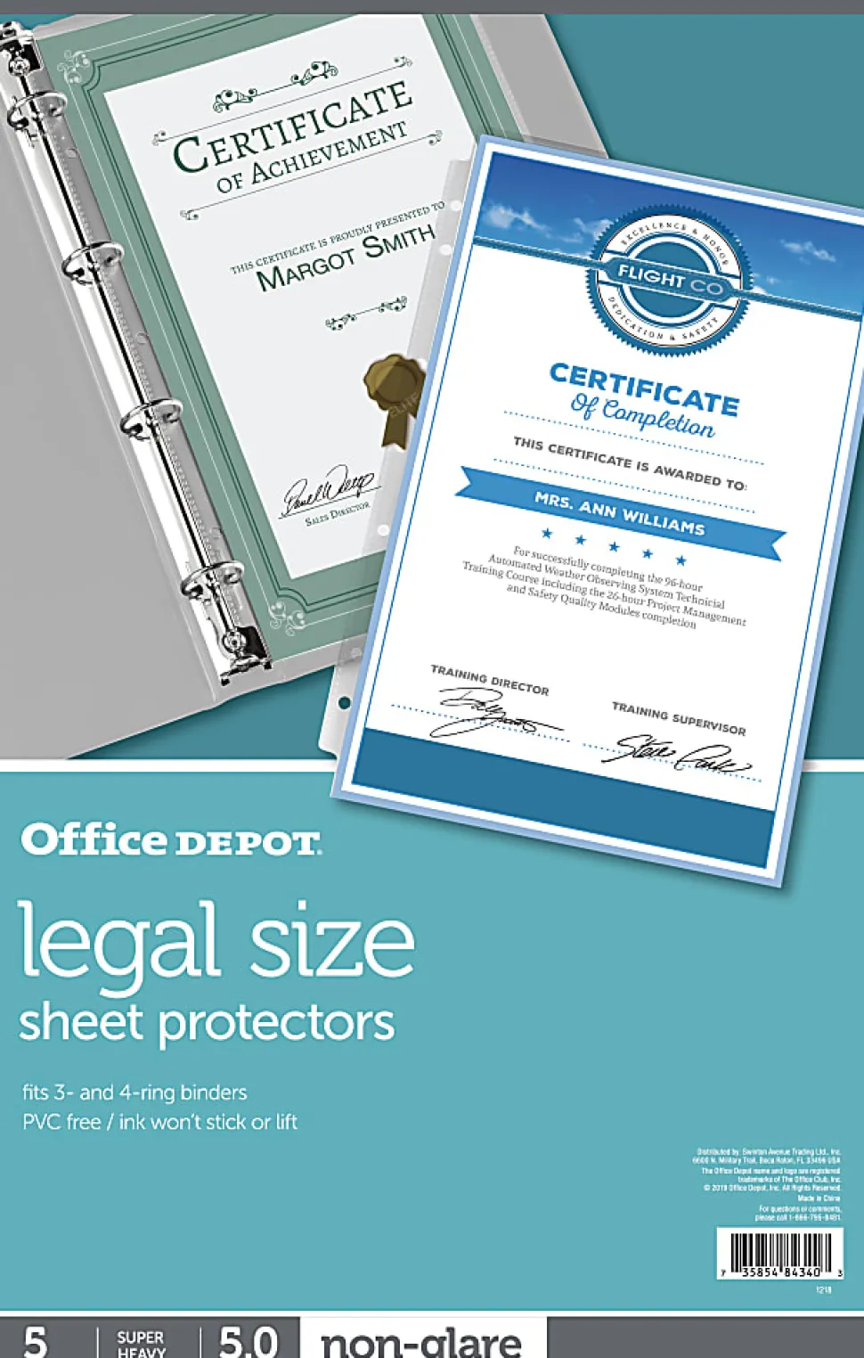 Office Depot® Brand Legal Size Sheet Protectors, 8-1/2" x 14", Non-Glare, Box Of 5