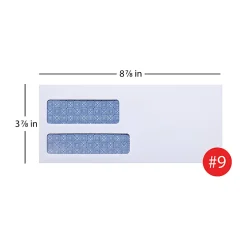 Office Depot® Brand #9 Lift & Press™ Premium Security Envelopes, Double-Window, Self Seal, 100% Recycled, White, Box Of 500