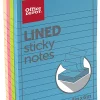 Office Depot® Brand Lined Sticky Notes, 4" x 6", Assorted Neon Colors, 100 Sheets Per Pad, Pack Of 4 Pads