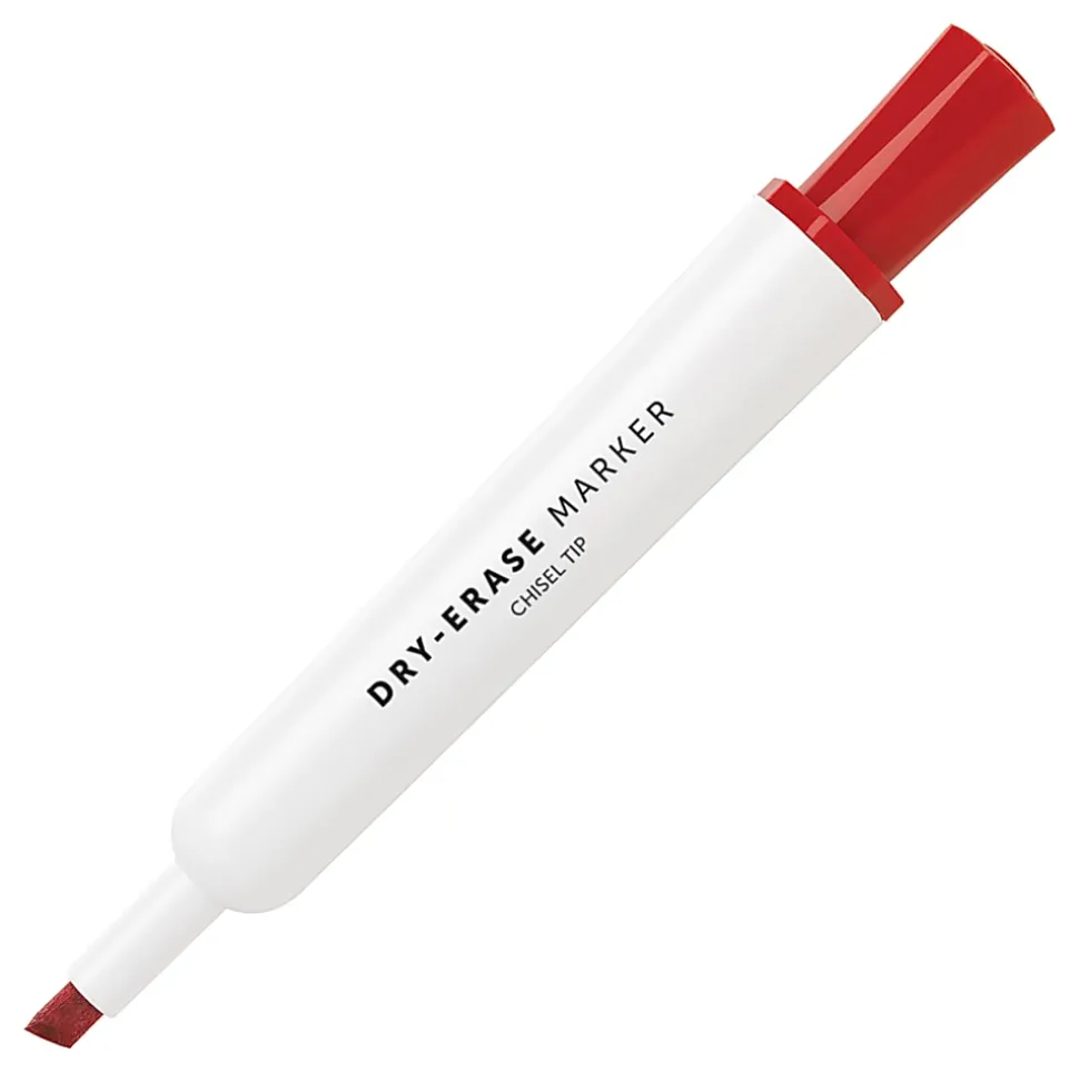 Office Depot® Brand Low-Odor Dry-Erase Markers, Chisel Point, 100% Recycled Plastic Barrel, Red, Pack Of 12