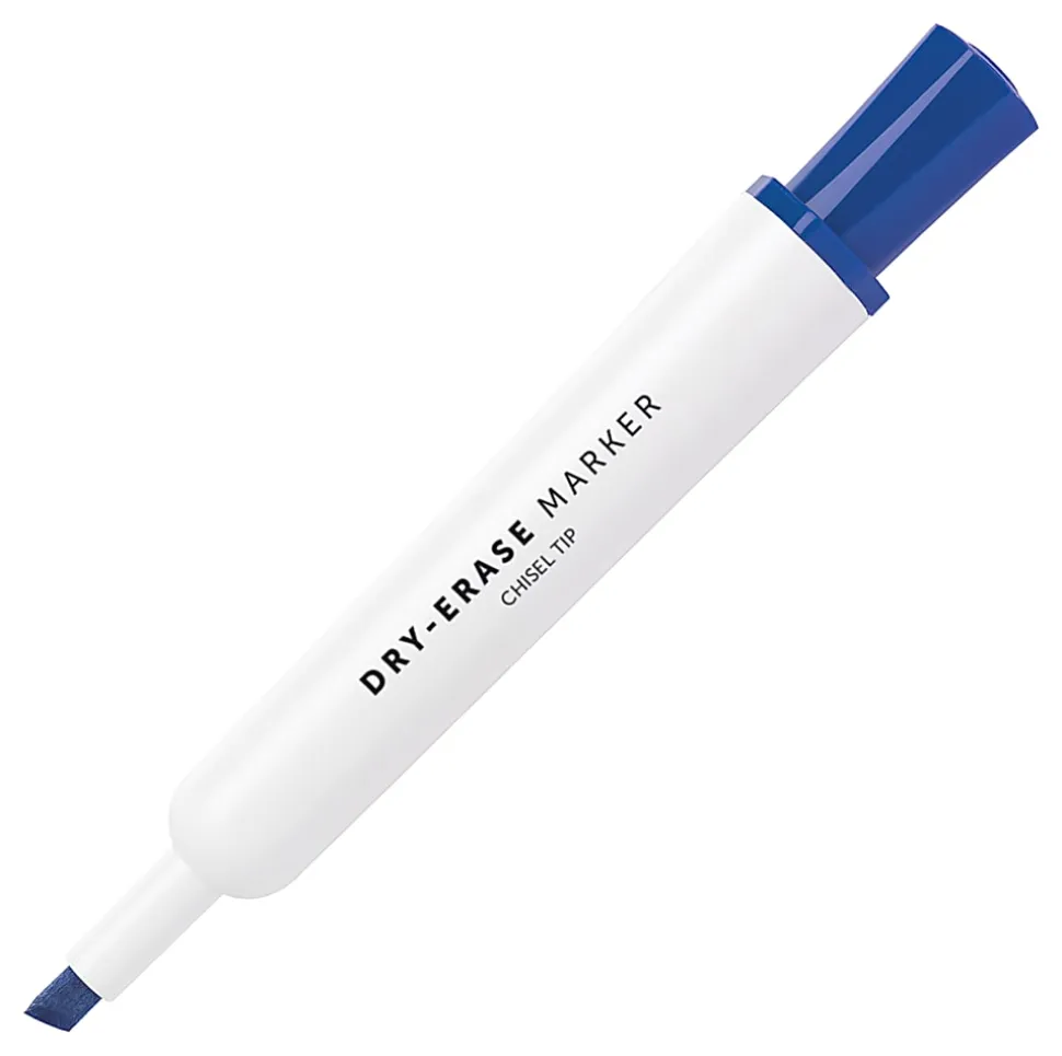 Office Depot® Brand Low-Odor Dry-Erase Markers, Chisel Point, 100% Recycled Plastic Barrel, Blue, Pack Of 12