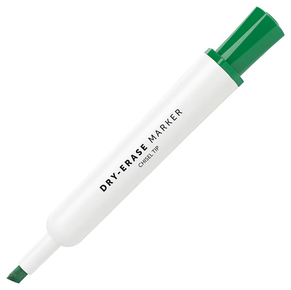 Office Depot® Brand Low-Odor Dry-Erase Markers, Chisel Point, 100% Recycled Plastic Barrel, Green, Pack Of 12