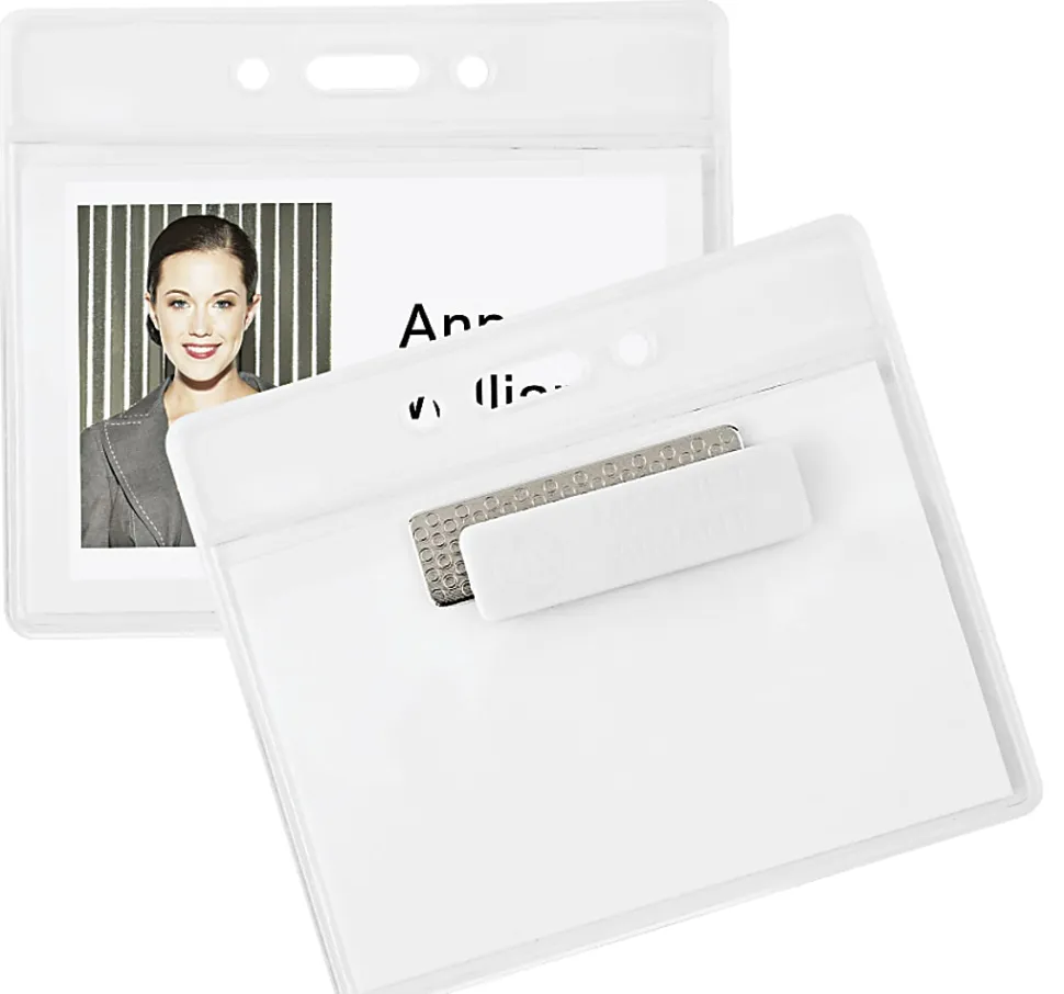 Office Depot® Brand Magnet Badge Holders, 3 1/2" x 2 3/8", Clear, Pack Of 4