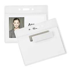 Office Depot® Brand Magnet Badge Holders, 3 3/4" x 3 1/4", Clear, Pack Of 12