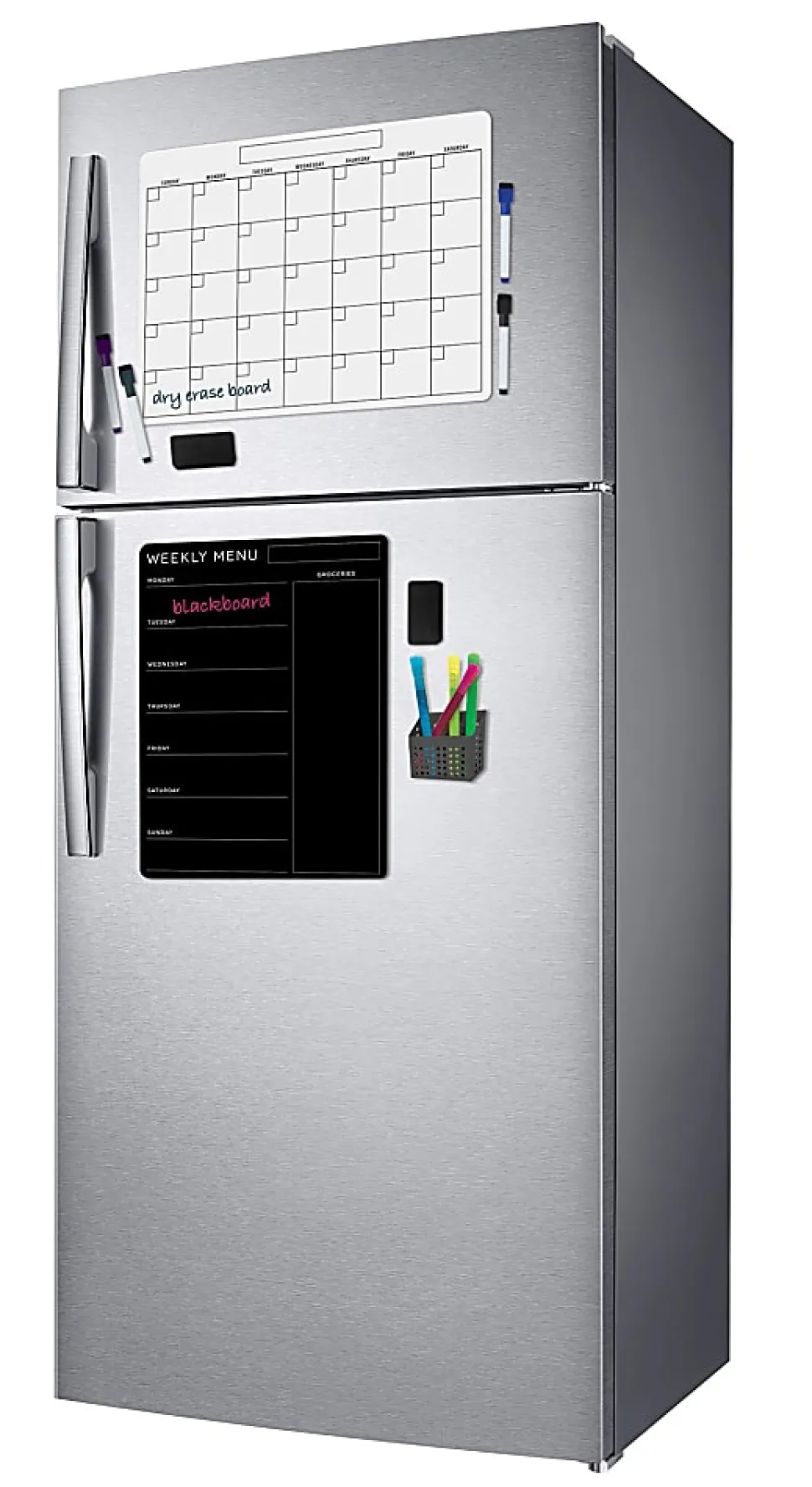Office Depot® Brand Magnetic Dry-Erase/Blackboard Menu And Calendar Combo Set, 17" x 13", Black