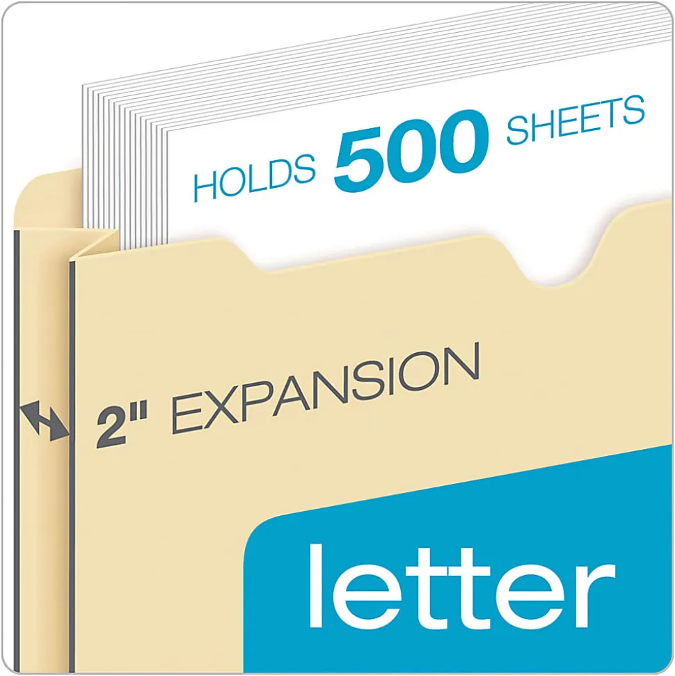 Office Depot® Brand Manila Double-Top File Jackets, 2" Expansion, Letter Size, Pack Of 25 File Jackets