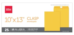 Office DepotĀ® Brand Manila Envelopes, 10" x 13", Clasp Closure, Brown Kraft, Box Of 25