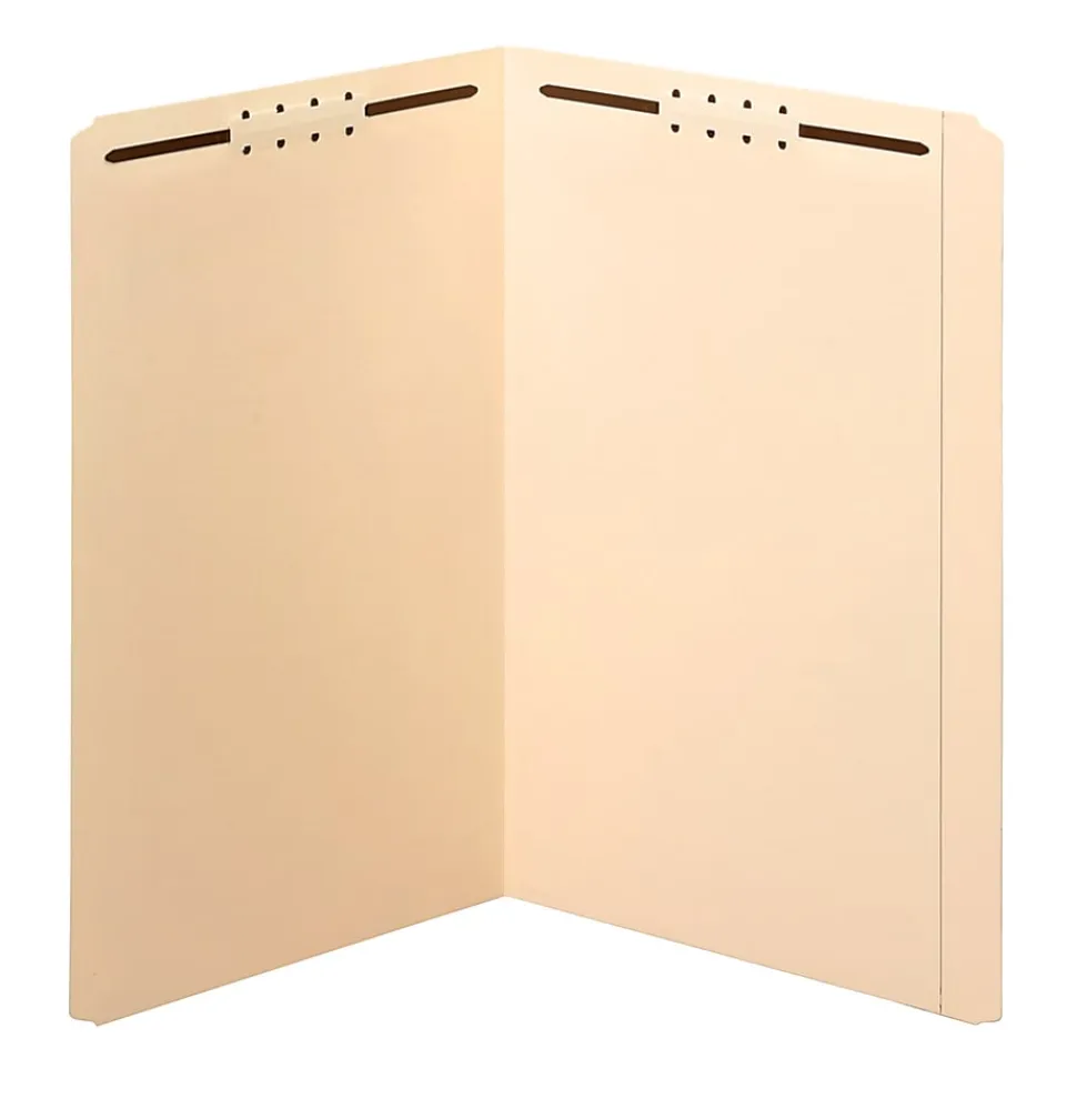Office Depot® Brand Manila Fastener Folders, 2 Fasteners, Straight Cut, Legal Size, Box of 50 Folders