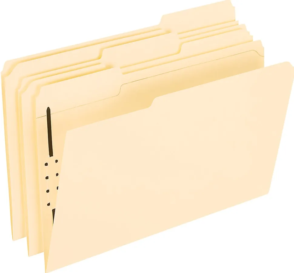 Office Depot® Brand Manila Fastener Folders, 1 Fastener, 1/3 Tab, Legal Size, Box of 50 Folders