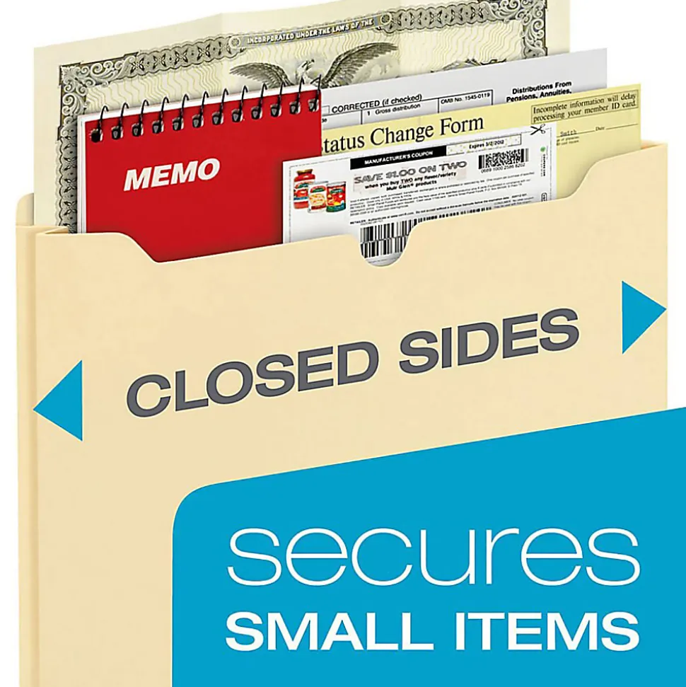 Office Depot® Brand Manila File Jackets, 1" Expansion, 8 1/2" x 11", Box of 50 File Jackets