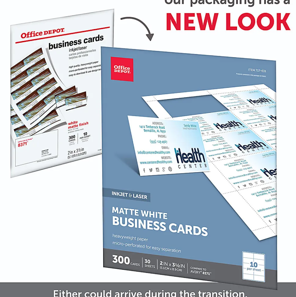 Office Depot® Brand Matte Business Cards, 2" x 3 1/2", White, Pack Of 300