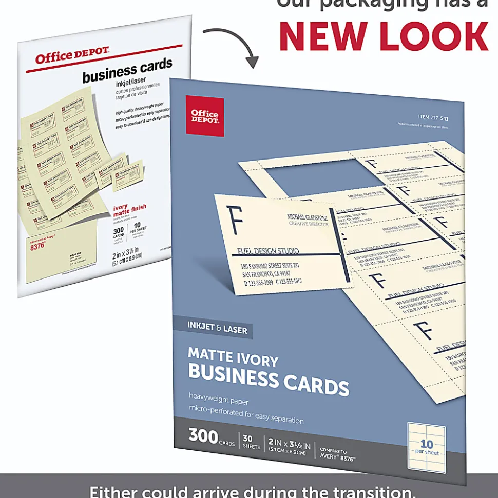 Office Depot® Brand Matte Business Cards, 2" x 3 1/2", Ivory, Pack Of 300