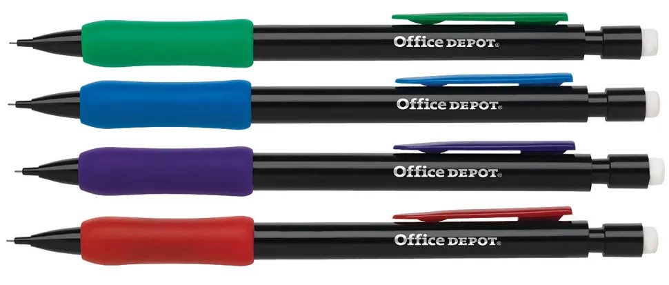 Office Depot® Brand Mechanical Pencils With Comfort Grip, 0.7mm, Black Barrel,Pack Of 12