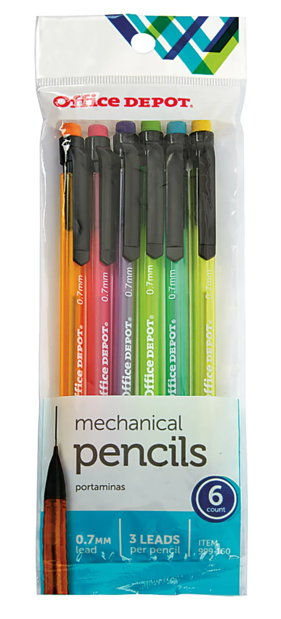 Office Depot® Brand Mechanical Pencils, HB, 0.7mm, Assorted Barrel Colors, Pack Of 6