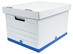 Office Depot® Brand Medium-Duty Storage Boxes, Letter/Legal Size, 15" x 12" x 10", White/Blue, Pack Of 5 - AAODMEDIUM5PK