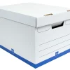 Office Depot® Brand Medium-Duty Storage Boxes, Letter/Legal Size, 15" x 12" x 10", White/Blue, Pack Of 12 - 0800306