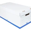 Office Depot® Brand Medium Quick Set Up Corrugated Storage Boxes, Letter Size, 24" x 12" x 10", 60% Recycled, White/Blue, Pack Of 12