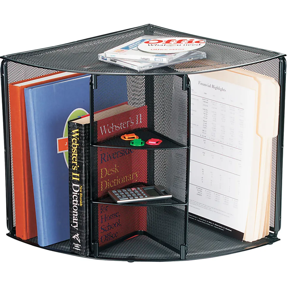 Office Depot® Brand Mesh Corner Shelf, Black