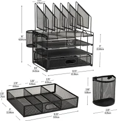 Office Depot® Brand Mesh Desk Organizer With Vertical Storage And Pen Holders, 16"H x 12-3/4"W x 9-1/2"D, Black
