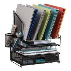 Office Depot® Brand Mesh Desk Organizer With Vertical Storage And Pen Holders, 16