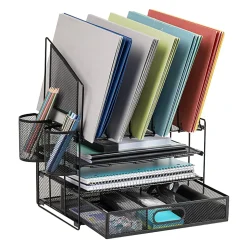 Office Depot® Brand Mesh Desk Organizer With Vertical Storage And Pen Holders, 16