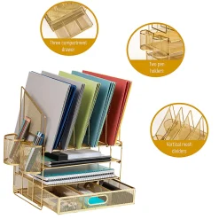 Office Depot® Brand Mesh Desk Organizer With Vertical Storage And Pen Holders, 16