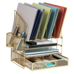 Office Depot® Brand Mesh Desk Organizer With Vertical Storage And Pen Holders, 16