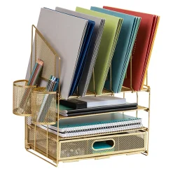 Office Depot® Brand Mesh Desk Organizer With Vertical Storage And Pen Holders, 16