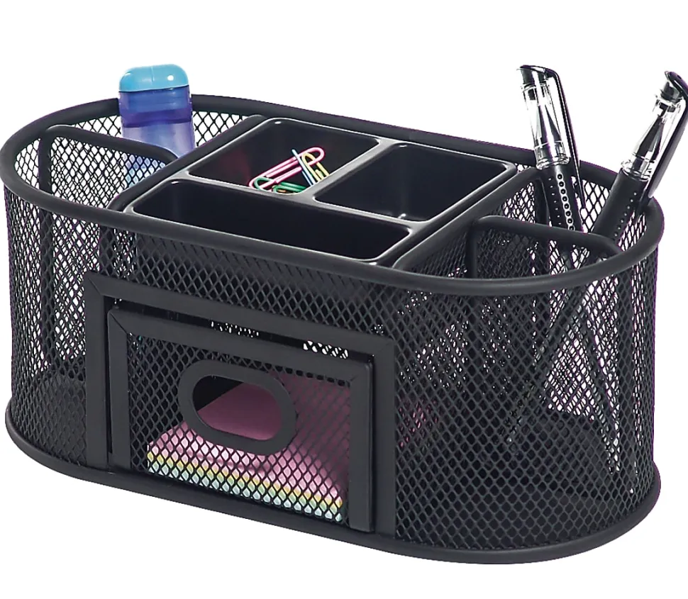 Office Depot® Brand Mesh Oval Desk Organizer, Black