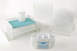 Office Depot® Brand Mesh Oval Desk Organizer, 4-1/8”H x 9-1/4”W x 4-1/3”D, White
