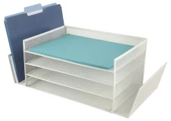 Office Depot® Brand Mesh 4-Shelf 2-Sided Desk Sorter, 6-1/2”H x 16-1/2”W x 9-1/16”D, White