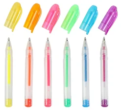Office Depot® Brand Mini Gel Pens, Medium Point, 0.8 mm, Clear Barrels, Assorted Ink Colors, Pack Of 6