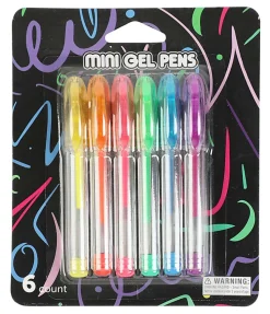 Office Depot® Brand Mini Gel Pens, Medium Point, 0.8 mm, Clear Barrels, Assorted Ink Colors, Pack Of 6