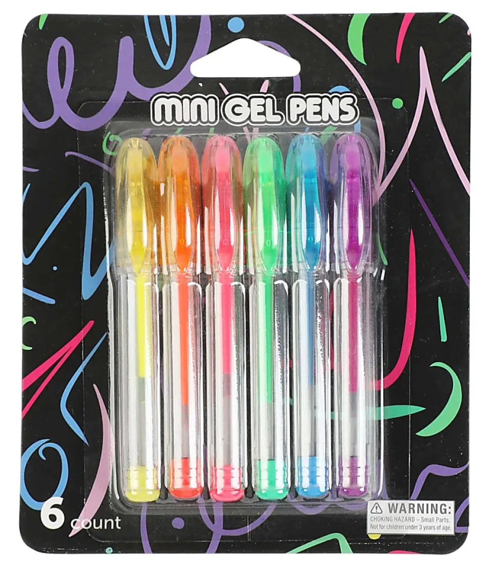 Office Depot® Brand Mini Gel Pens, Medium Point, 0.8 mm, Clear Barrels, Assorted Ink Colors, Pack Of 6