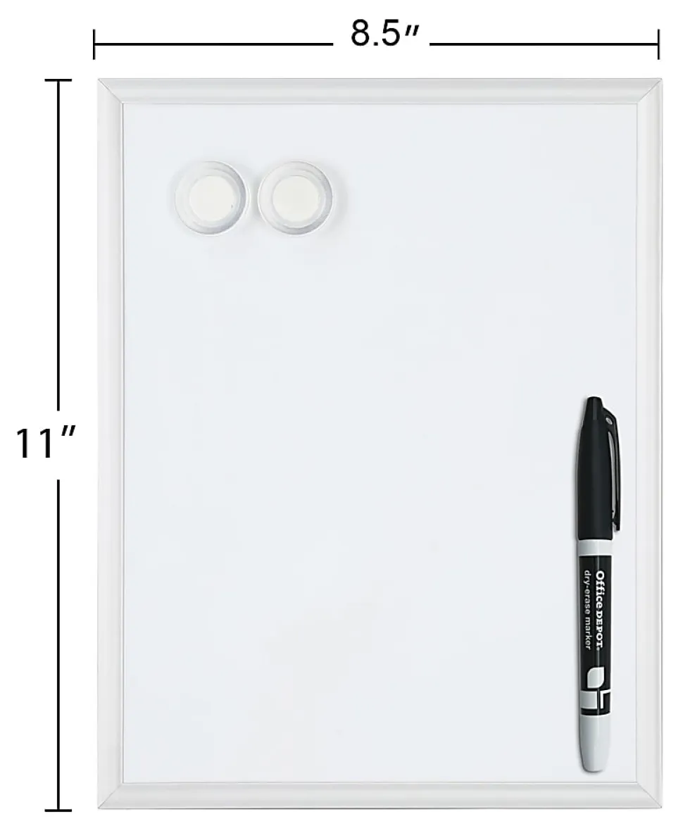 Office Depot® Brand Mini Magnetic Dry-Erase Whiteboard, 8-1/2" x 11", Aluminum Frame With Silver Finish