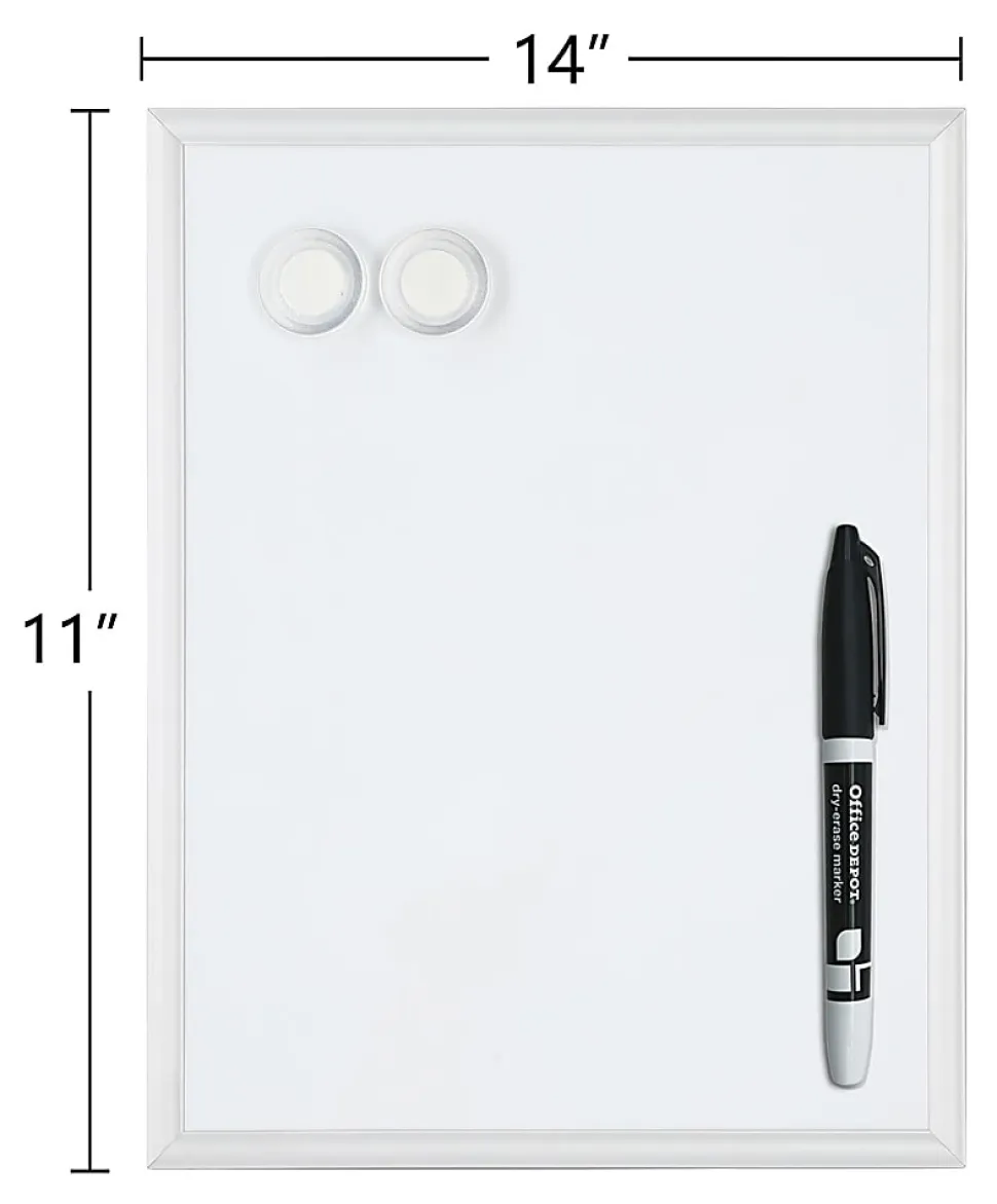 Office Depot® Brand Mini Magnetic Dry-Erase Whiteboard, 11" x 14", Aluminum Frame With Silver Finish