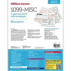 Office Depot® Brand 1099-MISC Laser Tax Forms And Envelopes, 4-Part, 2-Up, 8-1/2