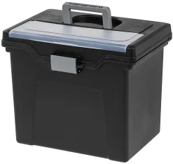 Office DepotĀ® Brand Mobile File Box, Large, Letter Size, 11 5/8"H x 13 3/8"W x 10"D, Black/Silver