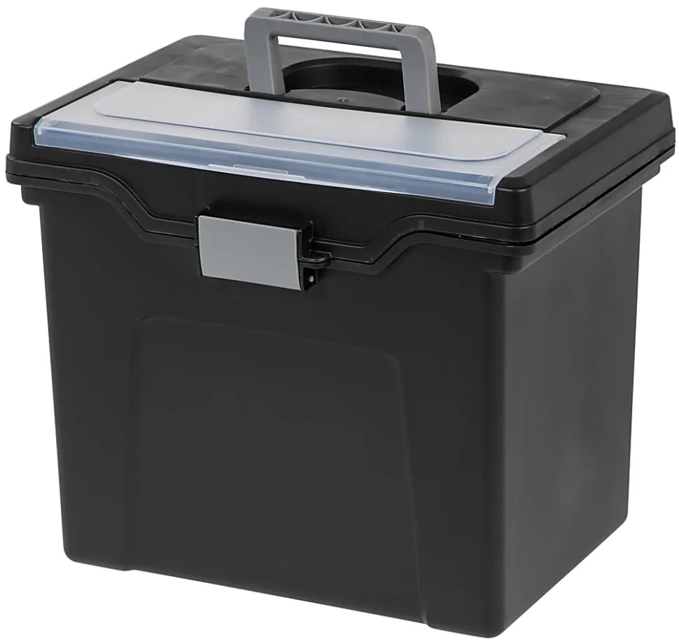 Office Depot® Brand Mobile File Box, Large, Letter Size, 11 5/8"H x 13 3/8"W x 10"D, Black/Silver