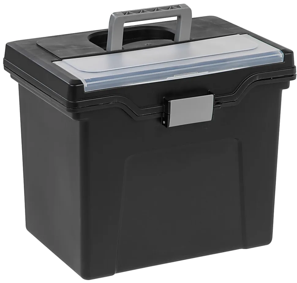 Office Depot® Brand Mobile File Box, Large, Letter Size, 11 5/8"H x 13 3/8"W x 10"D, Black/Silver
